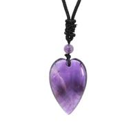 Wqishinuanyang Natural Stone Drop Heart Pendant Necklace For Women Amethyst Rose Quartz Agate Men