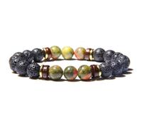Wqishinuanyang Natural Stone Lava Beads Bracelets For Men Women Imperial Stone Stretch Bracelet Yoga
