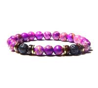 Wqishinuanyang Natural Stone Lava Beads Bracelets For Men Women Imperial Stone Stretch Bracelet Yoga