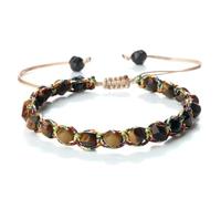 Wqishinuanyang Natural Tiger Eye Stones Bracelet Cut Surface Agate Stone Woven Handmade Bangle For Women Men