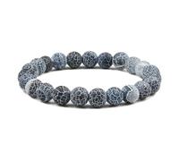 Wqishinuanyang Weathered Stone Bracelets Natural Stone Handmade Elastic Beaded Bangles Women