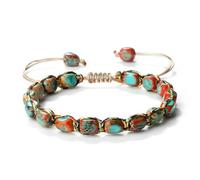 Wqishinuanyang Woven Adjustable Emperor Stones Bracelet 7x5.5mm Rectangle Natural Beaded Stretch Wrap Bangle Women Men