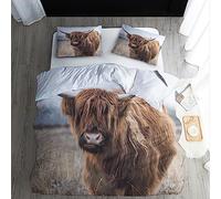 WQIZXCW Highland Cow Duvet Cover King Size Bedding Sets 3Pcs, 110gsm Brushed Microfibre - Ultra Soft Cozy Hypoallergenic, Printed Quilt Cover with Zip and 2 Pillowcases
