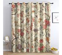 WQIZXCW Vintage Floral Curtains - Bird Flower Blackout Curtains for Bedroom Living Room, Thermal Insulated Eyelet Curtains, 72 Drop Patterned Window Treatments, 46x72 Inch (W X L), 2 Panels