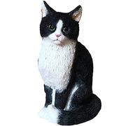 WQKING Cat Resin Outdoor Tree Sculpture Gift Garden Terrace Lawn Outdoor Cat Statue (Black)