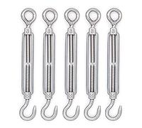 WQKISS 5 Pcs Hook And Eye Turnbuckle 304 Stainless Steel, M4-M10 Turnbuckle Wire Rope Cable Tension Suitable for Indoor And Outdoor,(M10)