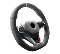 WQKRBMGU Hand Stitch Alcantara Steering Wheel Cover, Black, 15 inches, Compatible with Volkswagen Golf 8 MK8 GTI Golf GTE 2020 2021