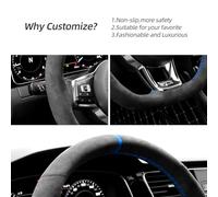 WQKRBMGU Hand Stitch Alcantara Steering Wheel Cover - Black, Microfiber, 38 cm Diameter - Compatible with Volkswagen Golf GTI, Golf R MK7, Polo GTI, Scirocco