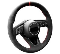 WQKRBMGU Hand Stitch Alcantara Steering Wheel Cover for Audi A3 A4 A5 S4 Q2 Q3 RS5 S5 Premium: Black, 37 cm, Microfiber