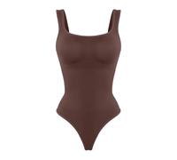 WQKRBMGU Seamless Bodysuit Women Shapewear Tummy Control Square Collar Tank Top U-Shape Backless Body Shaper Thongs Underwear Slim Waist(Brown,S)