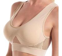 WQKRBMGU Women's Seamless Wireless Bra - Breathable Cool Lift Up Air Bra Cooling Comfort Plus Size Underwear(Beige,M)
