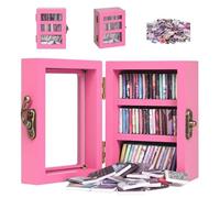 WQLLWFC Mini Bookshelf Miniature Library Decor with 60pcs Mini Books，Small Bookshelf Desktop Decoration for Book Lovers,Relieving Gifts to Get Rid of Your Anxiety (red)