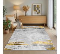 WQMMD Grey Washable Rugs Living Room 160x230cm Grey and Gold mit White Ultra Thin Non-slip Modern Abstract Area Rugs for Bedroom Apartment Decor Hallway Kitchen Laundry Utility Beside Sofa Office