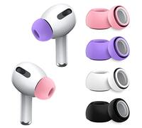 WQNIDE [4-Pairs] for Airpods Pro Ear Tips (Silicone), Anti Slip Soft Silicone Airpods Pro Replacement Ear Tips Fit in The Charging Case (Black/White/Pink/Purple)