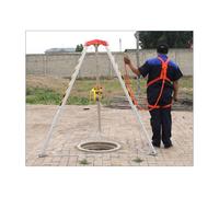WQPMNYG 3-Pulley Tripod Lift System for Manhole Entry & Rescue, 2.1m Adjustable Legs, Ideal for Deep Wells, Sewers, Underground Ducts & Tunnels - Safety Equipment Set