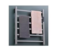 WQPMNYG A Gray,Hard wired,Wall Mounted Heated Towel Bar,Electric Heated Towel Drying Rack for Bathroom Radiator,Stainless Steel Thermostatic Rack