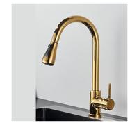WQPMNYG Flexible Kitchen Faucet with Pull-Down Sprayer, Hot & Cold Water Mixer, Elegant Gold Finish, Easy Installation, Perfect for Modern Sinks