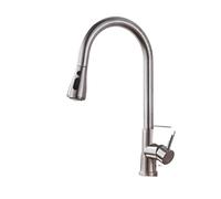 WQPMNYG Flexible Kitchen Faucet with Pull-Down Sprayer, Hot & Cold Water Mixer, Nickel Finish, Modern Design, Easy Installation, Perfect for Home & Restaurant Use