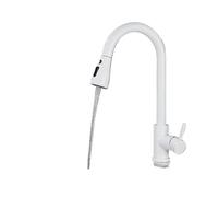 WQPMNYG Flexible Kitchen Sink Mixer Faucet with Pull-Down Sprayer, Hot & Cold Water, White Finish, Easy Installation, Modern Design for Home and Commercial Use