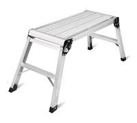 WQPMNYG Folding Aluminum Work Platform with 29.5" Large Step 330lbs Capacity Heavy Duty Scaffolding Bench for Drywall Installation and Safety Work