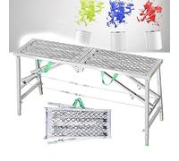 WQPMNYG Folding Steel Scaffolding Ladder, Multipurpose Work Platform, Adjustable Height Home Engineering Portable Workbench for Home Improvement, Patching Drywall or Cleaning Windows,200cm