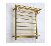 WQPMNYG Gold,Plug in Right,Stainless Steel Hot Thermostatic,Heated Towel Racks for Bathroom,Wall Mounted Energy-Saving Electric