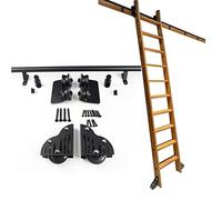 WQPMNYG Heavy Duty Library Ladder Kit - Carbon Steel Sliding Rail Track Hardware System for Easy Access Mobile Rolling Storage Solution Perfect for Homes & Libraries