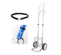 WQPMNYG Height-Adjustable Oxygen Tank Holder, Portable Oxygen Cylinder Trolley with Protective Strap, Gas Tank Dolly with Wheels, Four-Speed Adjustment, Fits 12.5cm Diameter Cylinders