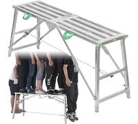 WQPMNYG Multi Purpose Adjustable Height Folding Work Platform Scaffold Tower Ladder Stool 880 Pound Capacity Portable Scaffolding Equipment for Washing Vehicles Cleaning Windows and DIY Projects.
