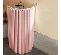 WQPMNYG No-Drill L/U Shape Shower Curtain with Strong Suction Cups, Foldable, Anti-Mold, Waterproof & Washable, Adjustable for Corner Showers, 4 Folds