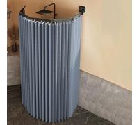 WQPMNYG No-Drill L/U Shape Shower Curtain with Strong Suction Cups, Foldable, Waterproof & Washable, Anti-Mold, Adjustable for Corner Showers, Dark Blue, 2 Folds