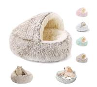 WQTHU Lapcatz Nest Bed,Semi Enclosed Pet Nest,Covered Warm Cat Nest Bed,Anti-Slip & Washable Cat Bed Round Plush Fluffy for Small and Medium Dogs Cats (M,D)