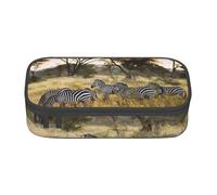 Wquvmds Africa Grassland Zebra Print Big Capacity Pencil Pen Case Large Capacity Bag Pouch Box Organizer for Boys Girls School Office Supplies