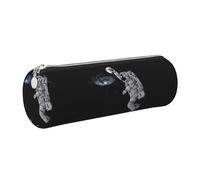 WQUVMDS Astronaut Space Basketball Print Leather Pencil Case Triangular Zipper Pen Bag Cosmetic Case Pouch Stationery Bag