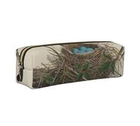 Wquvmds Birds Nest Print Leather Pencil Case with Zipper, Small Storage Bags, Cosmetic Bag, for Girls Boys Women Men Gold