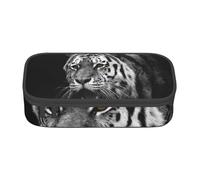 Wquvmds Black and White Tiger Print Big Capacity Pencil Pen Case Large Capacity Bag Pouch Box Organizer for Boys Girls School Office Supplies
