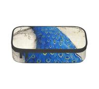 Wquvmds Blue Peacock Print Big Capacity Pencil Pen Case Large Capacity Bag Pouch Box Organizer for Boys Girls School Office Supplies