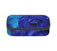 Wquvmds Blue Rose Blooms Print Big Capacity Pencil Pen Case Large Capacity Bag Pouch Box Organizer for Boys Girls School Office Supplies