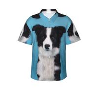 Wquvmds Border Collie Print Mens Hawaiian Shirt Funky Holiday Beach Casual Short Sleeve Summer Shirts L Black