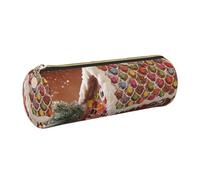WQUVMDS Christmas Village House Print Leather Pencil Case Triangular Zipper Pen Bag Cosmetic Case Pouch Stationery Bag