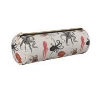WQUVMDS Color Octopus Print Leather Pencil Case Triangular Zipper Pen Bag Cosmetic Case Pouch Stationery Bag