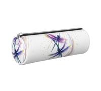 WQUVMDS Colorful Dragonfly Print Leather Pencil Case Triangular Zipper Pen Bag Cosmetic Case Pouch Stationery Bag