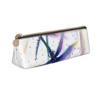 WQUVMDS Colorful Dragonfly Print Leather Pencil Case Triangular Zipper Pen Bag Cosmetic Case Pouch Stationery Bag