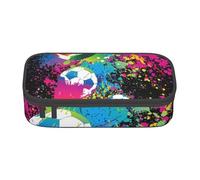 Wquvmds Colorful Football Print Big Capacity Pencil Pen Case Large Capacity Bag Pouch Box Organizer for Boys Girls School Office Supplies