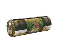 WQUVMDS Cow in Sunflowers Print Leather Pencil Case Triangular Zipper Pen Bag Cosmetic Case Pouch Stationery Bag