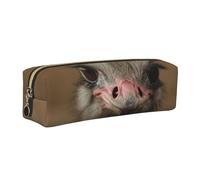 Wquvmds Cute Ostrich Print Leather Pencil Case with Zipper, Small Storage Bags, Cosmetic Bag, for Girls Boys Women Men Gold
