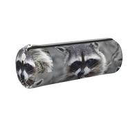WQUVMDS Cute Raccoon Print Leather Pencil Case Triangular Zipper Pen Bag Cosmetic Case Pouch Stationery Bag