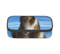 Wquvmds Cute Shetland Dog Print Big Capacity Pencil Pen Case Large Capacity Bag Pouch Box Organizer for Boys Girls School Office Supplies
