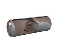 WQUVMDS Cute Squirrel Print Leather Pencil Case Triangular Zipper Pen Bag Cosmetic Case Pouch Stationery Bag