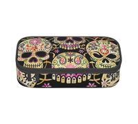 Wquvmds Day of The Dead Skull Print Big Capacity Pencil Pen Case Large Capacity Bag Pouch Box Organizer for Boys Girls School Office Supplies